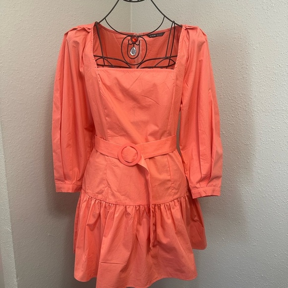 SHEIN Orange Ruffled Tie Front Sundress - Picture 1 of 5